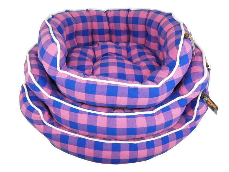 Slumber Pink and Blue bed with reversible cushion