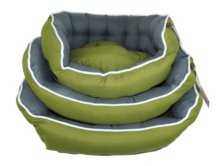 Snuggle Touch green bed with reversible cushion