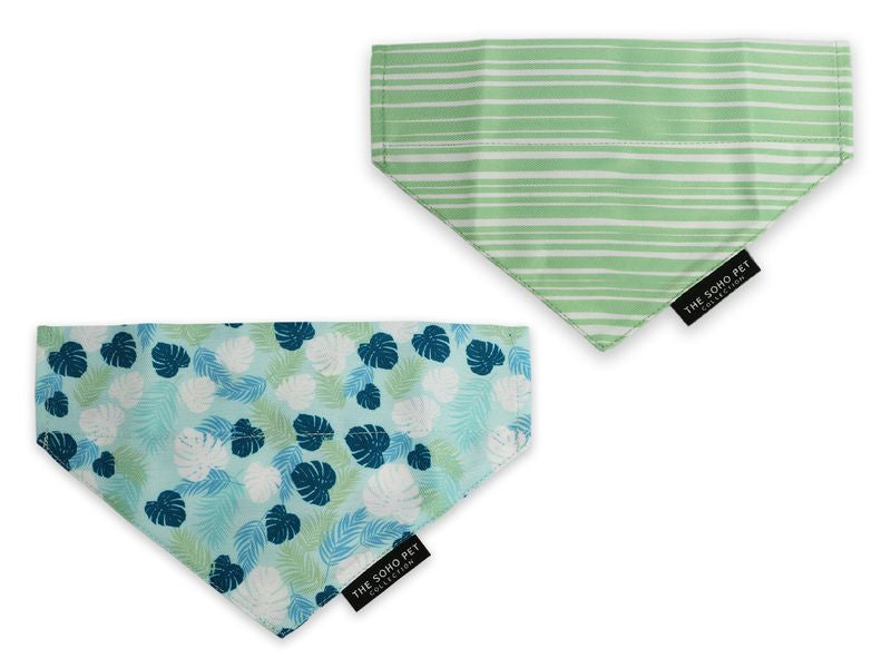 Soho Pet Bandana 2 pack Stripe/Leaves - 100% recycled fabric - PetWorld