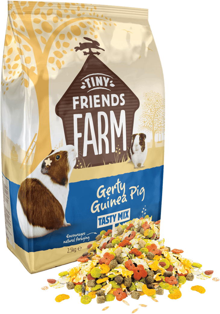Tiny Friends Farm Gerty Guinea Pig Tasty Mix bag with the colourful mix in front