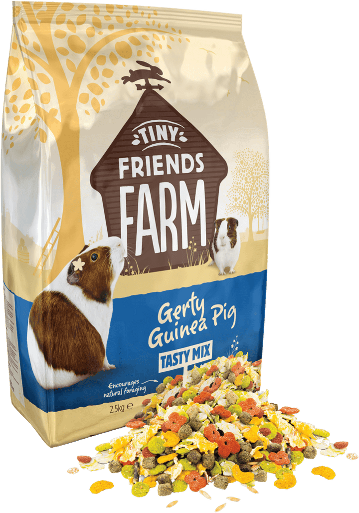Tiny Friends Farm Gerty Guinea Pig Tasty Mix bag with the colourful mix in front