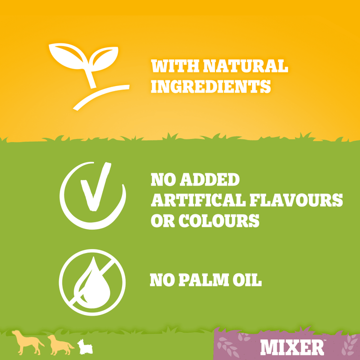 Pedigree Mixer: with natural ingredients, no added artificial flavours or colours, no palm oil